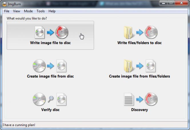 Write image file to disc