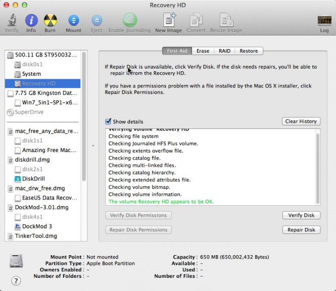 Disk Utility Recovery HD