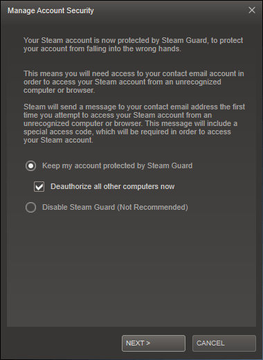 Steam Guard Enabled
