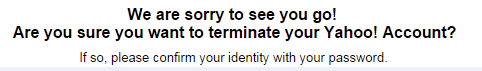 Yahoo Account Termination Message
