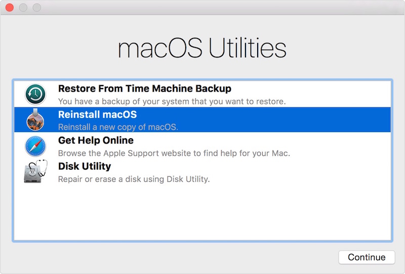 OS X Utilities Window