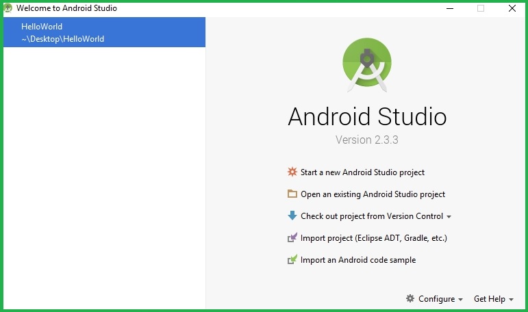Starting New Android Studio Project