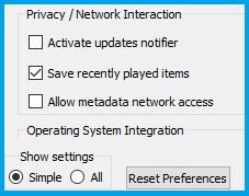 VLC media player Show Options Settings