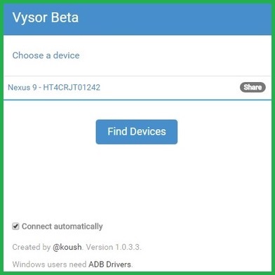 Selecting Device In Vysor