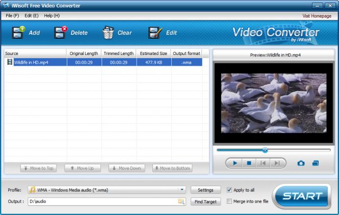 How to convert MP4 to WMA with iWisoft Free Video Converter