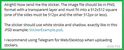 Telegram's Sticker Upload Conditions