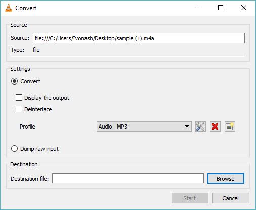 Configuring Conversion Settings In VLC media player