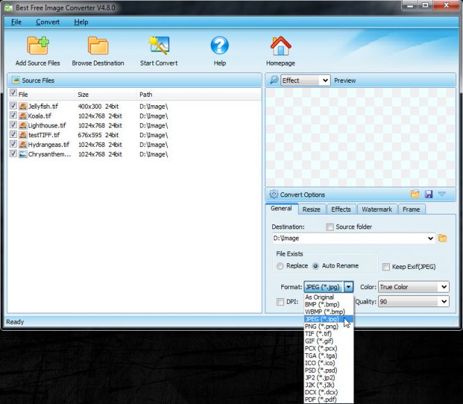 Best Free Image Converter - select output format