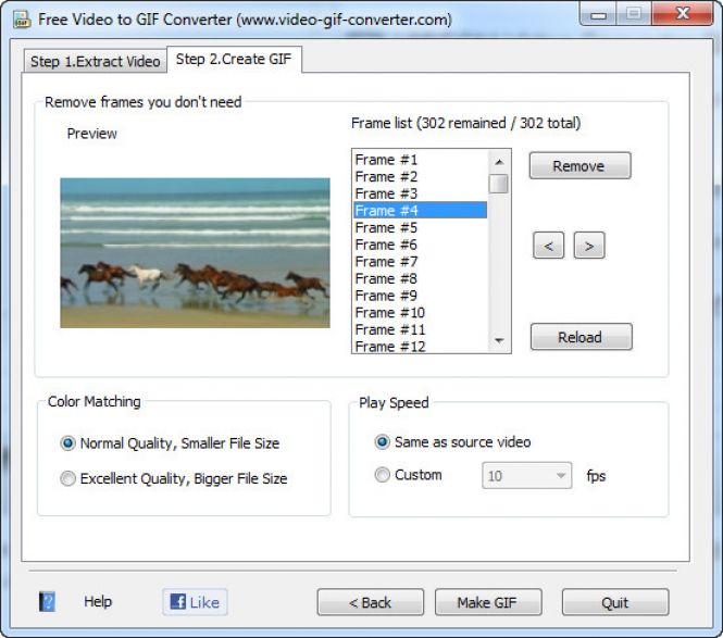 Free Video to GIF Converter - preview the extracted GIF images