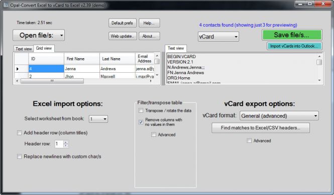 How to Convert DB to VCF using Microsoft Access and Opal-Convert vCard to Excel to vCard